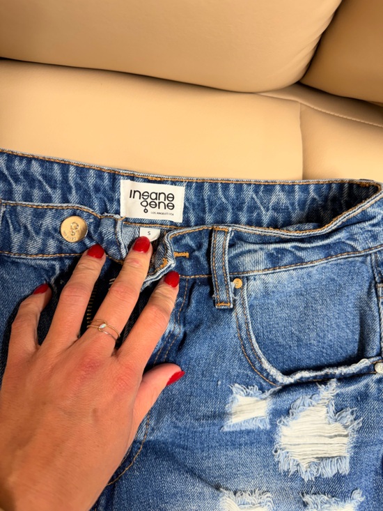 Insane Gene Pants - Insane Gene Distressed Denim Shorts Women Small High Rise Raw Hem Festival